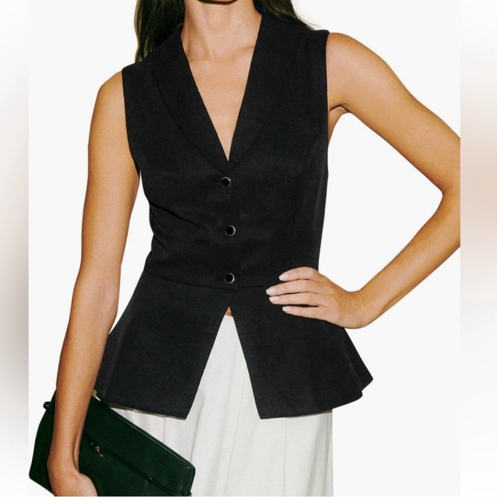 Reformation Black Vest with black/gold buttons